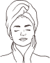 Dessin de femme portant une serviette sur la tête